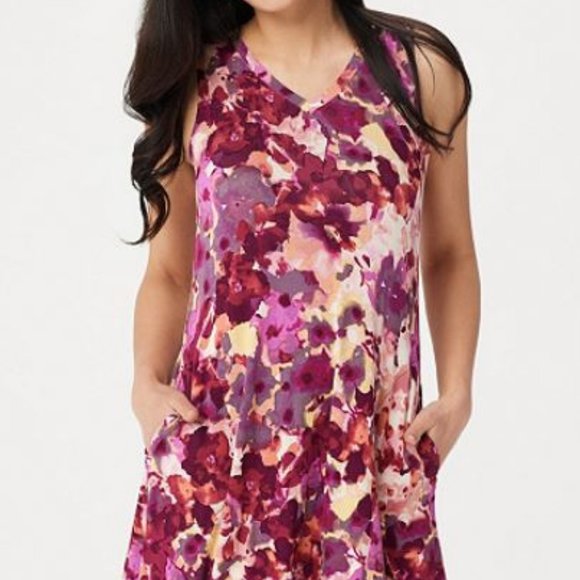 LOGO Knit Sleeveless Maxi Dress with Chiffon Trim - Picture 3 of 4